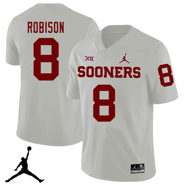 Jordan Brand Men #8 Chris Robison Oklahoma Sooners 2018 College Football Jerseys Sale-White - Click Image to Close